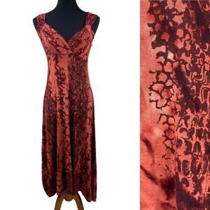 Dunia Boho Jersey Knit Watercolor Midi Dress Size S Art to Wear